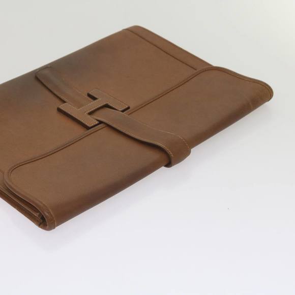 HERMES Clutch Bag Leather Brown Auth bs12425 - Picture 6 of 16